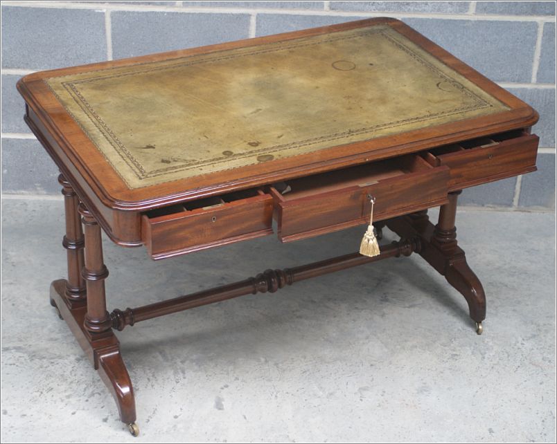 3036 Antique Library Table 3 Drawer Side (4)